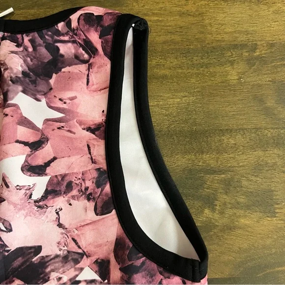 Bar III Shirt Tribal Pink Black White Crystals Midriff Cropped Top Club M Zip Up - Picture 6 of 8